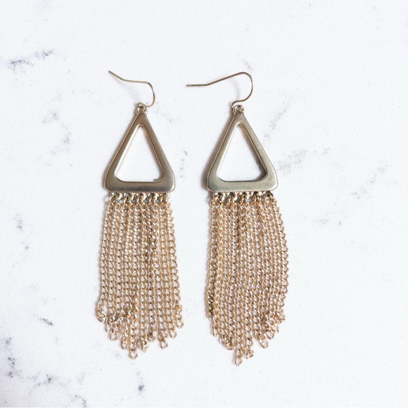 Sam Edelman Gold Tone Triangle Mod Chandelier Dangle Earrings - Picture 4 of 5